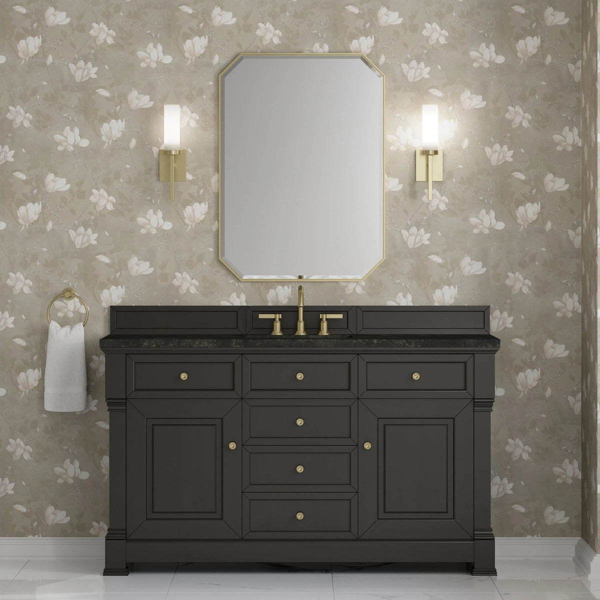 Brookfield 60" Single Vanity, Black Onyx, w/ 3 CM Phantome Eclos Top