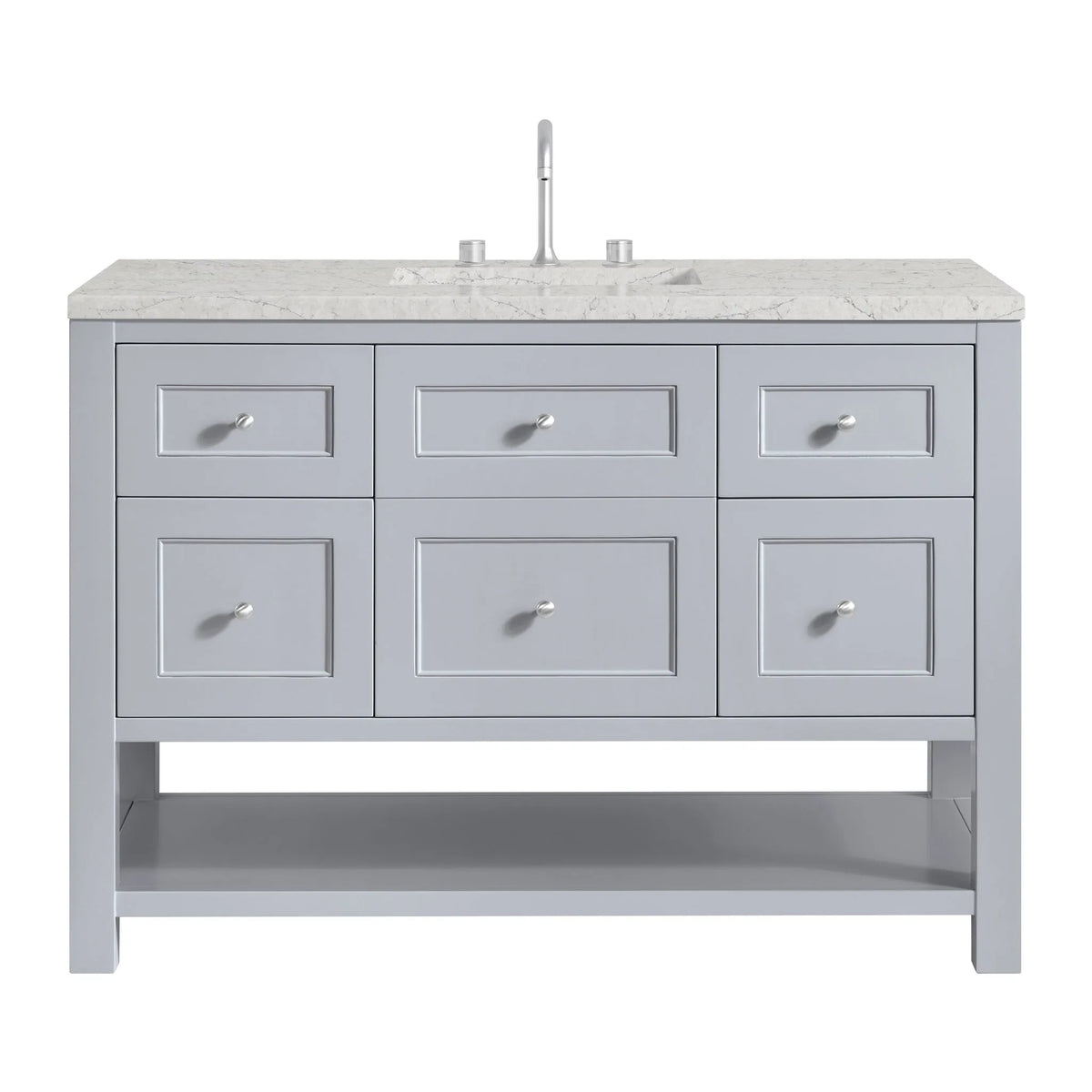 Breckenridge 48" Single Vanity, Serenity Blue, w/ 3 CM Eternal Jasmine Pearl Quartz Top w/FreePower Wireless Charger