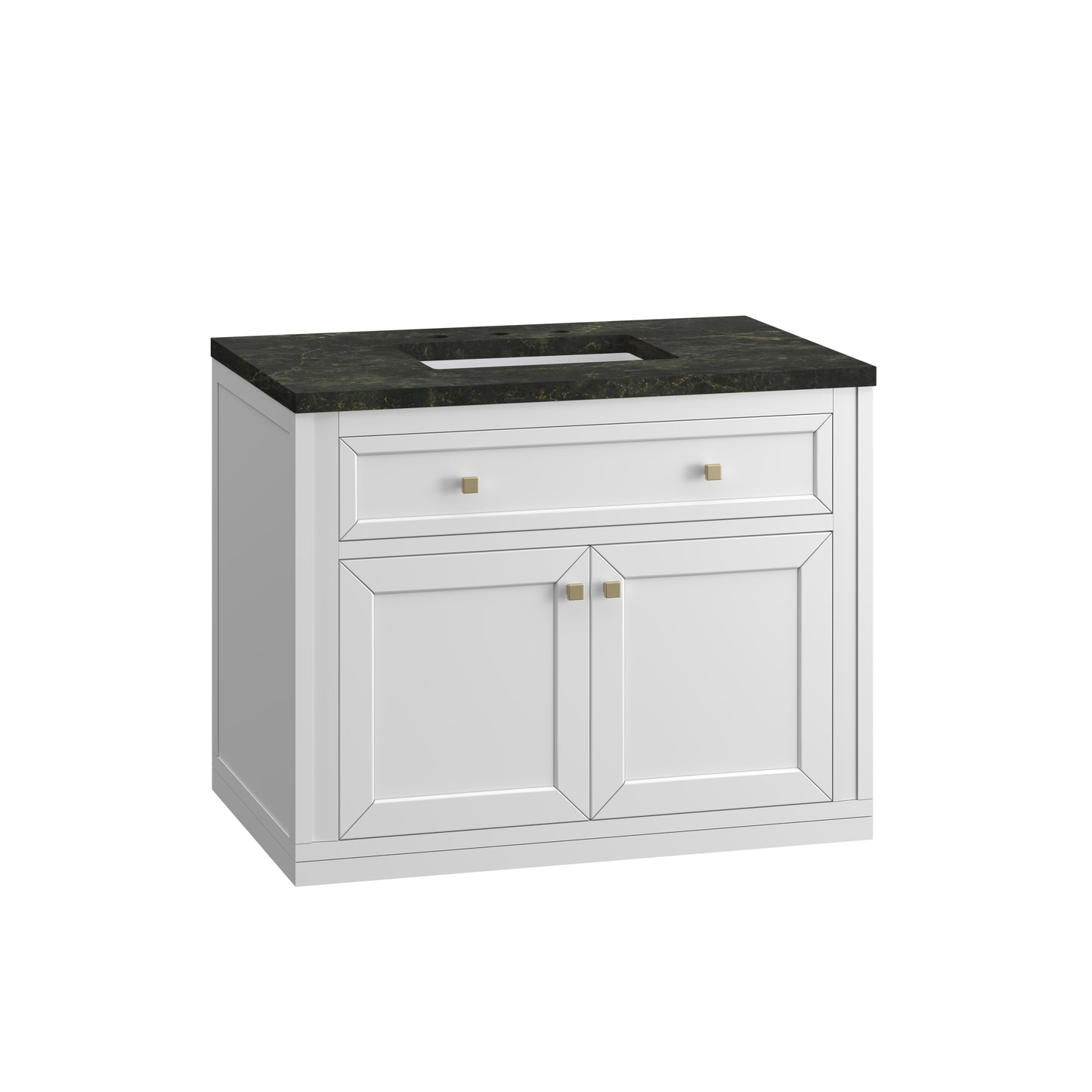 Renovate for Less Atlanta Chicago 36" Single Vanity, Glossy White, w/ 3 CM Phantome Eclos Top