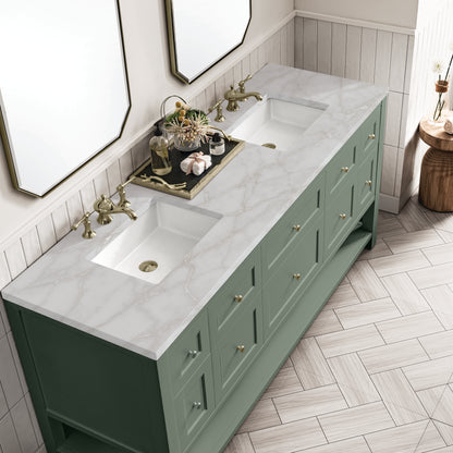 Renovate for Less Atlanta Breckenridge 72" Double Vanity, Smokey Celadon w/ 3 CM Victorian Silver Top