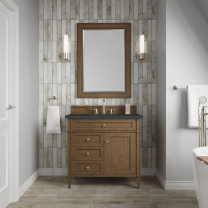 Brittany 36" Single Vanity, Saddle Brown w/ 3 CM Charcoal Soapstone Silestone Top
