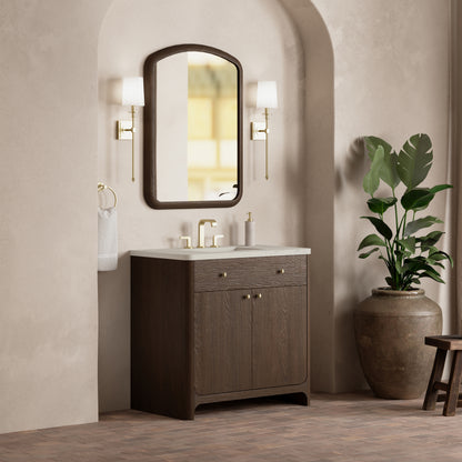 Renovate for Less Atlanta Gracyn 36" Single Vanity, Sable, w/ 3 CM Siberian Silestone Widespread Top