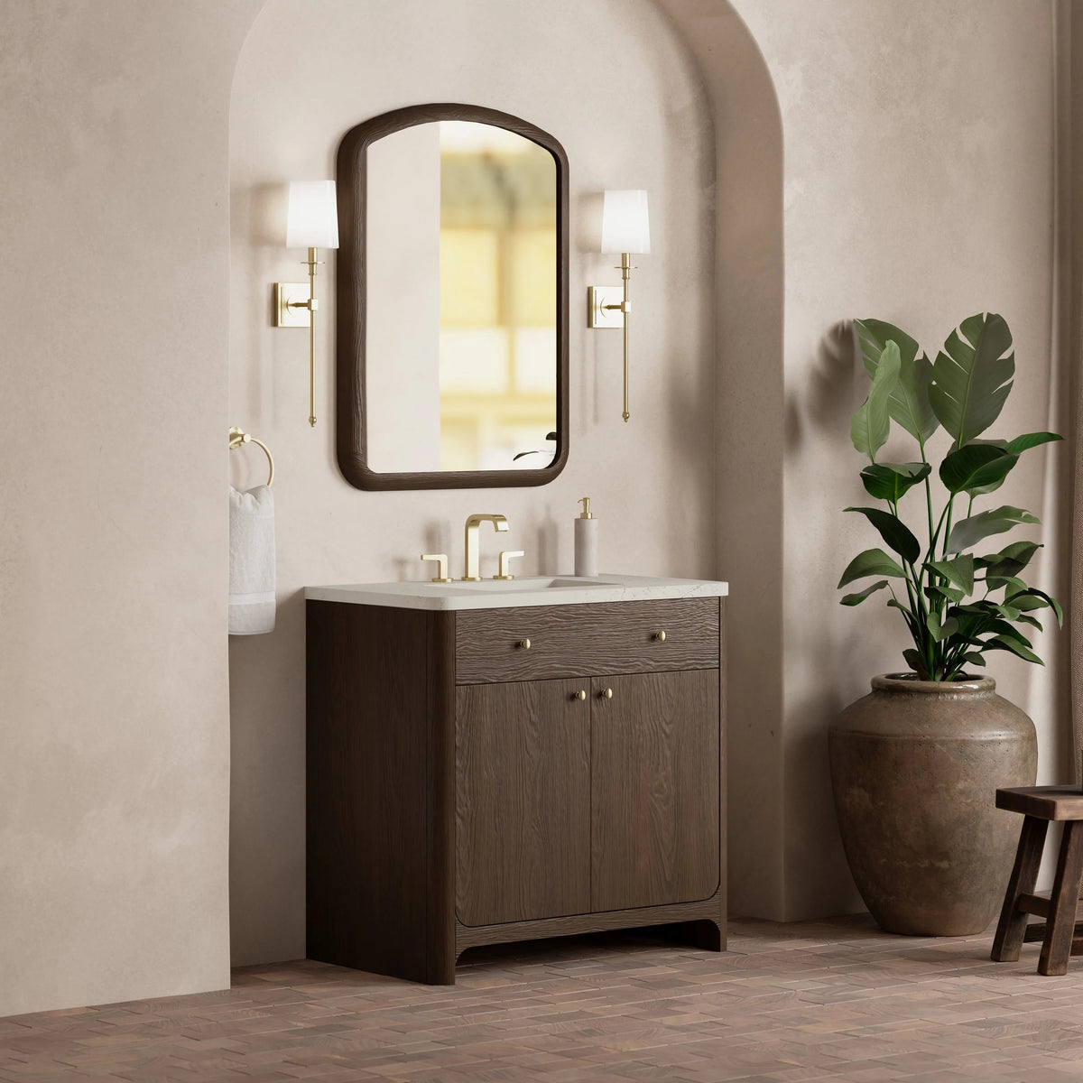 Gracyn 36" Single Vanity, Sable, w/ 3 CM Siberian Silestone Widespread Top