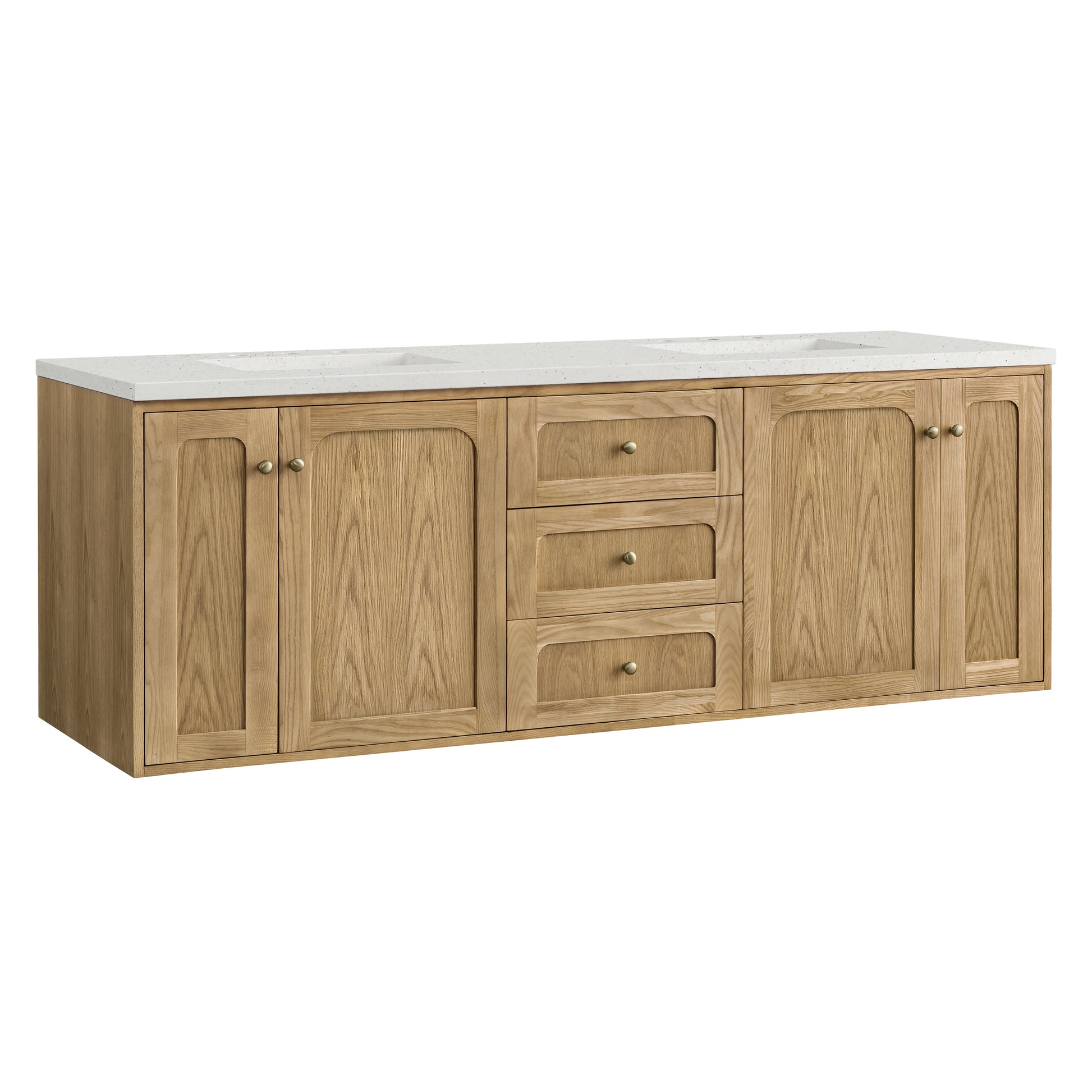 Renovate for Less Atlanta Laurent 72" Double Vanity, Light Natural Oak w/ 3 CM Lime Delight Top
