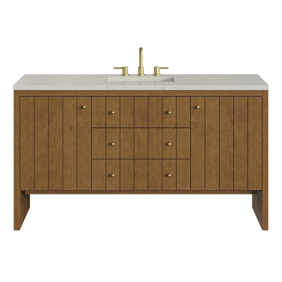 Hudson 60" Single Vanity, Honey Oak w/ 3 CM Siberian Silestone Top w/FreePower Wireless Charger