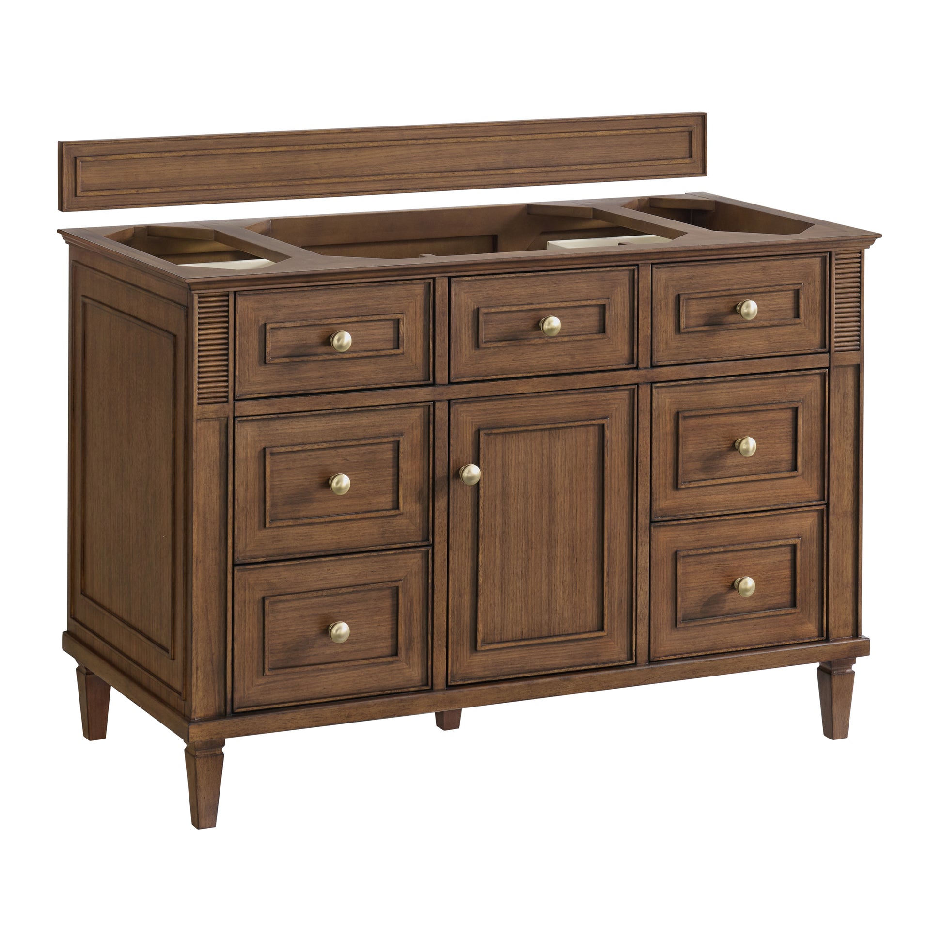 Renovate for Less Atlanta Lorelai 48" Single Vanity, Mid-Century Walnut w/ 3 CM Lime Delight Silestone Top