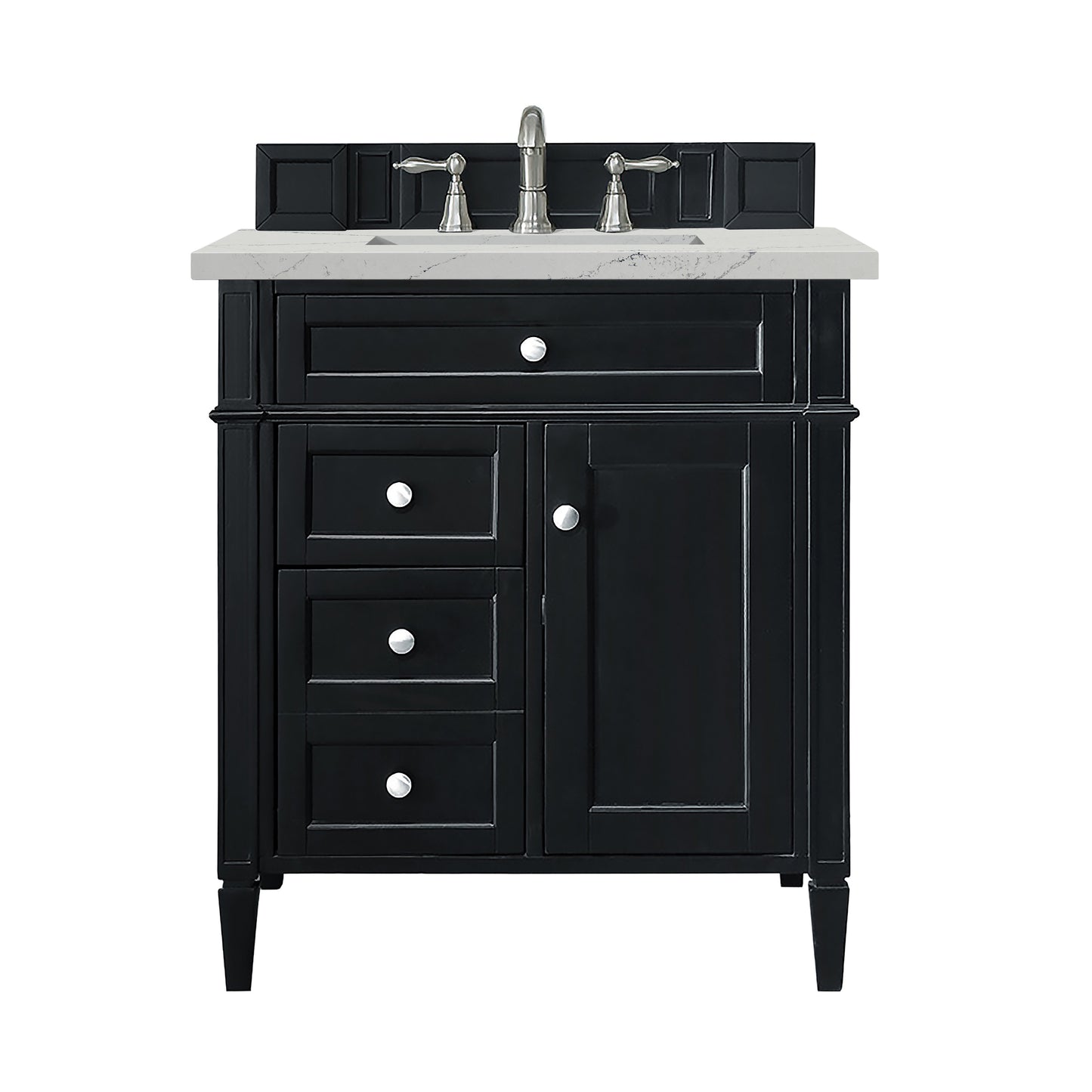 Renovate for Less Atlanta Brittany 30" Single Vanity, Black Onyx, w/ 3 CM Ethereal Noctis Silestone Top