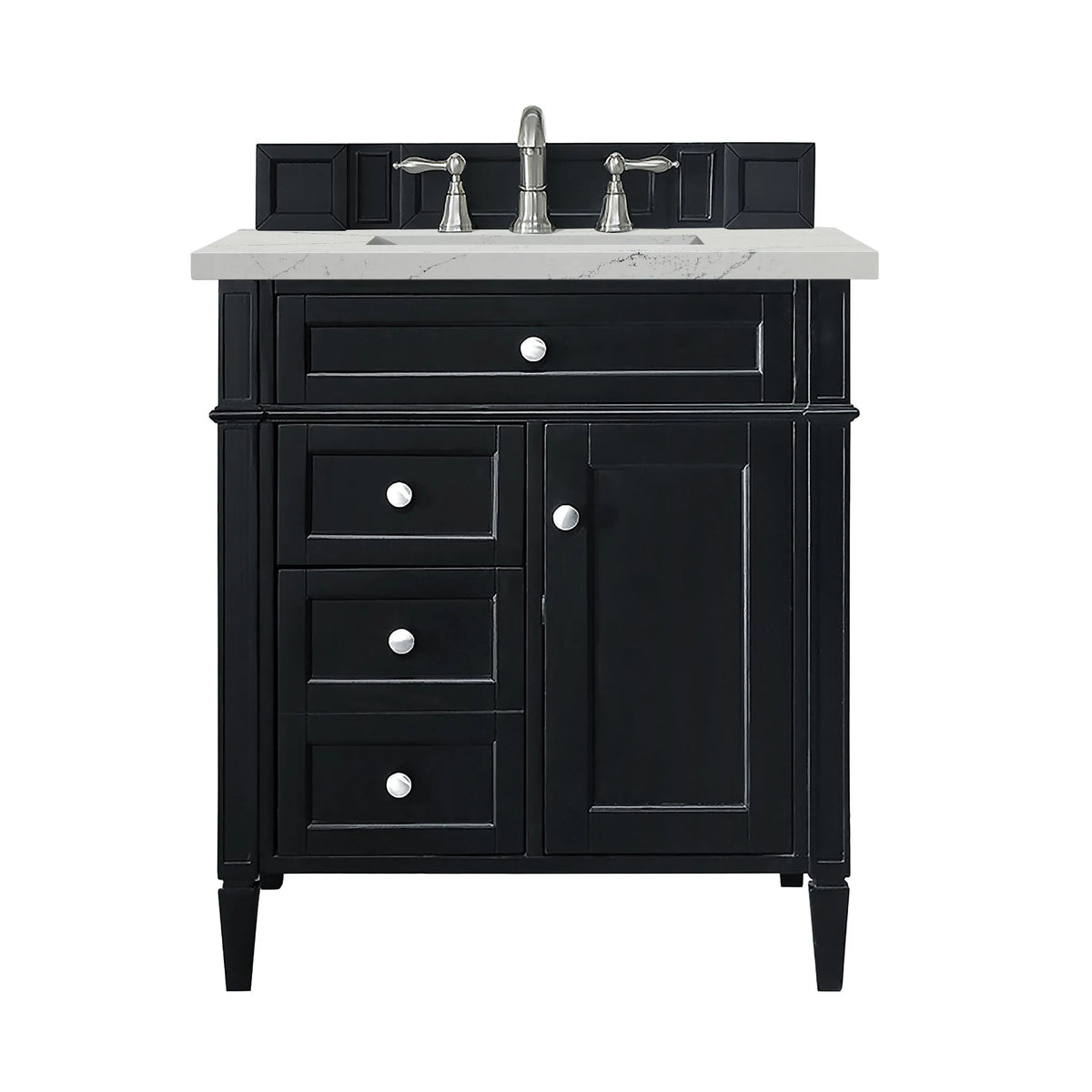 Brittany 30" Single Vanity, Black Onyx, w/ 3 CM Ethereal Noctis Silestone Top