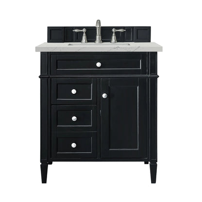Brittany 30" Single Vanity, Black Onyx, w/ 3 CM Ethereal Noctis Silestone Top