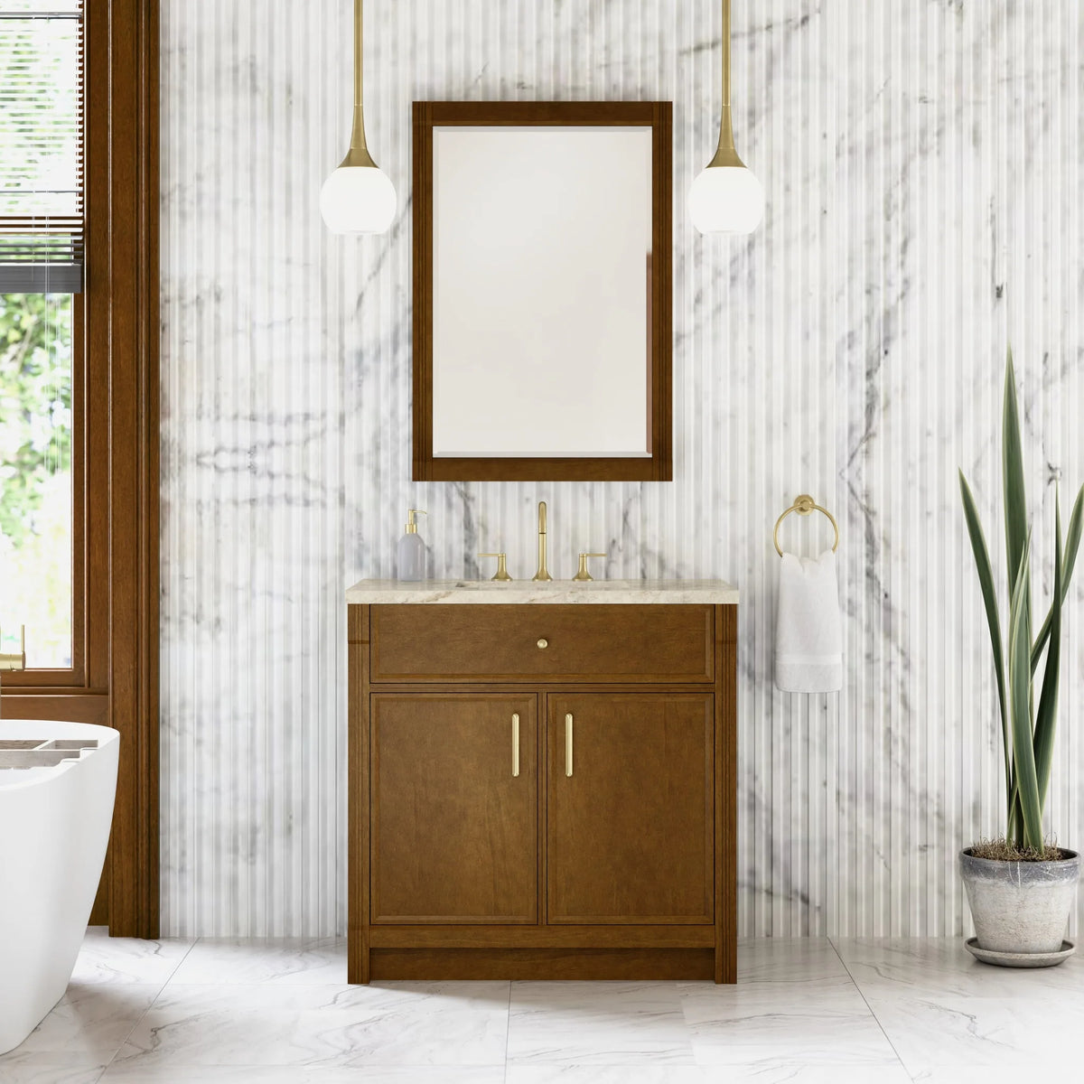 Bellshire 36" Single Vanity, Honey Oak w/ 3 CM Tajnar Eclos Top