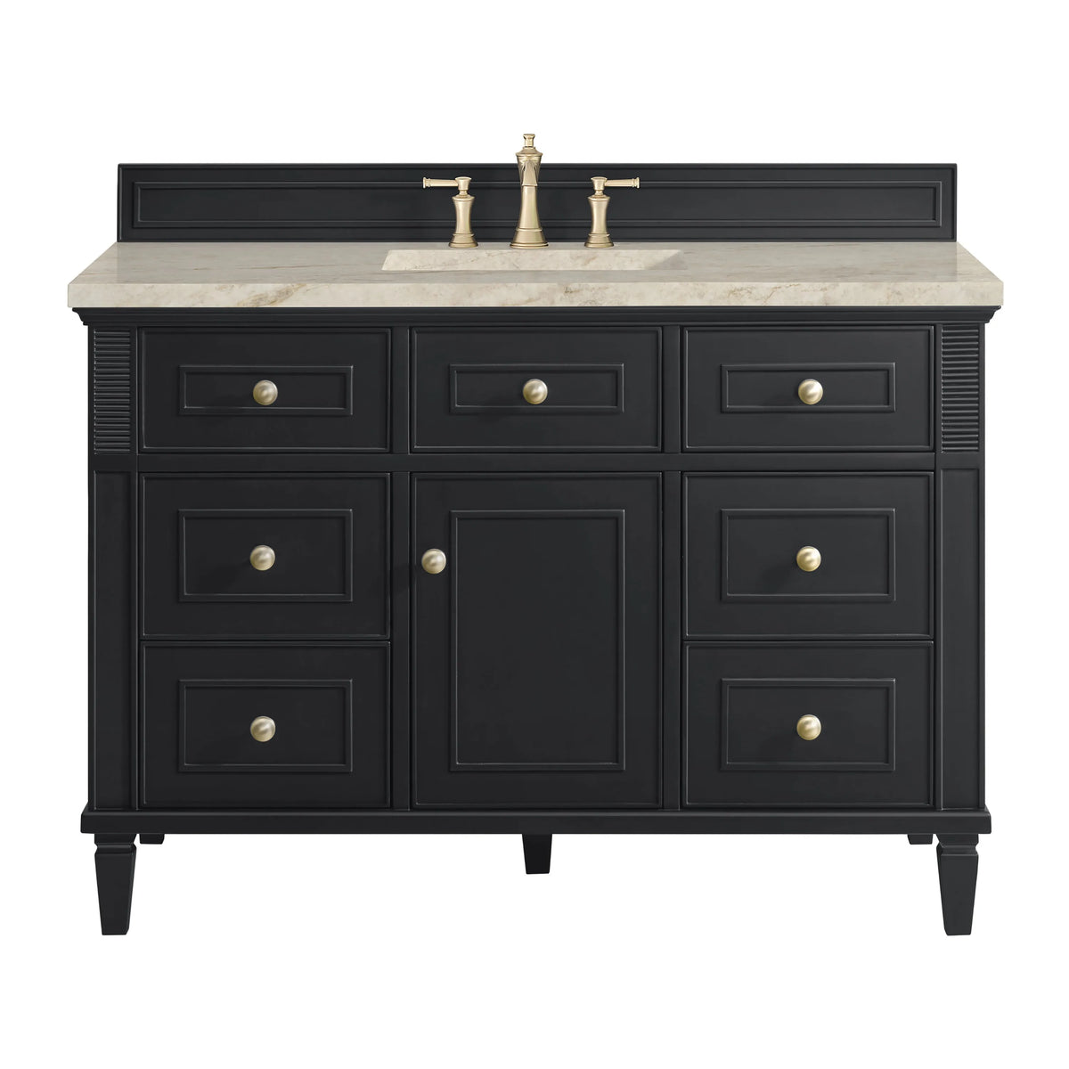Lorelai 48" Single Vanity, Black Onyx, w/ 3 CM Tajnar Eclos Top w/FreePower Wireless Charger
