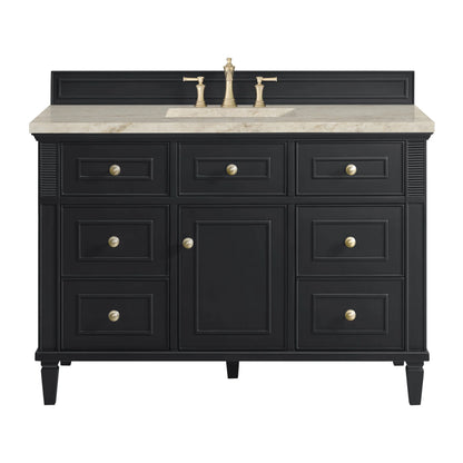 Lorelai 48" Single Vanity, Black Onyx, w/ 3 CM Tajnar Eclos Top w/FreePower Wireless Charger