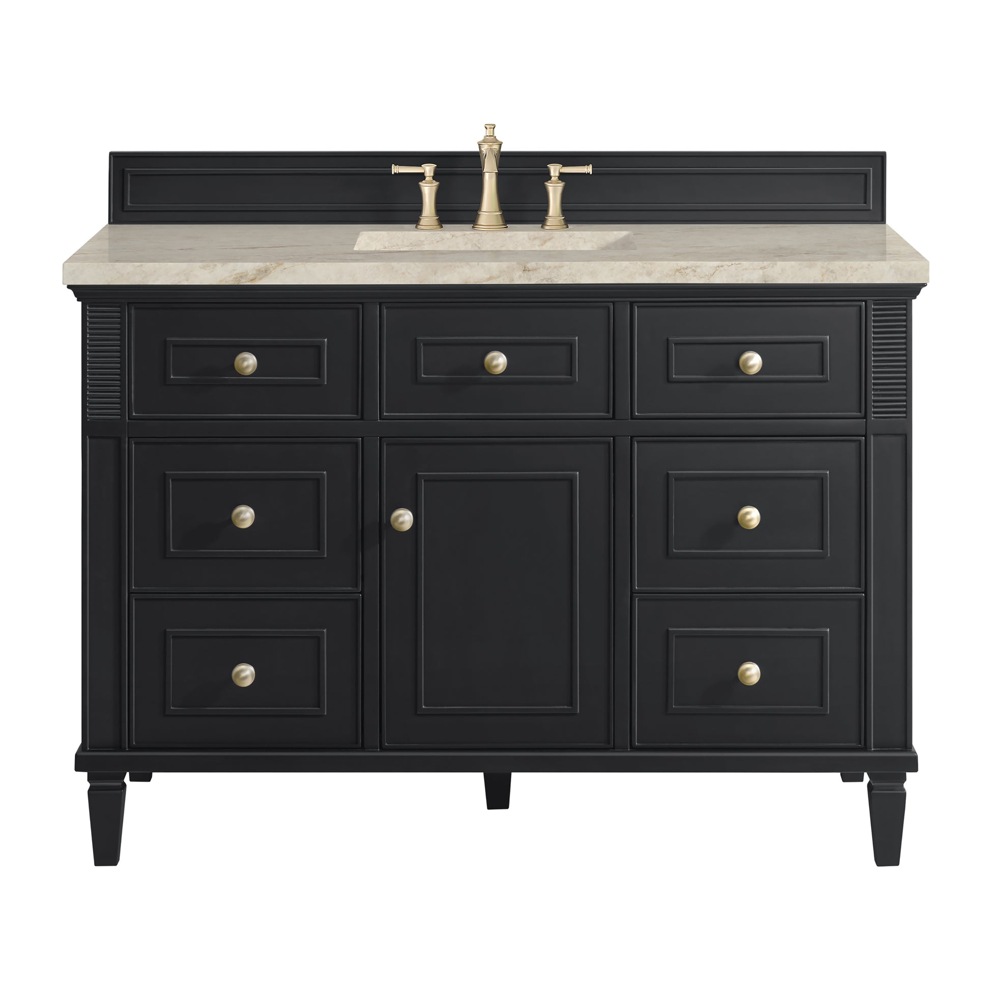 Renovate for Less Atlanta Lorelai 48" Single Vanity, Black Onyx, w/ 3 CM Tajnar Eclos Top
