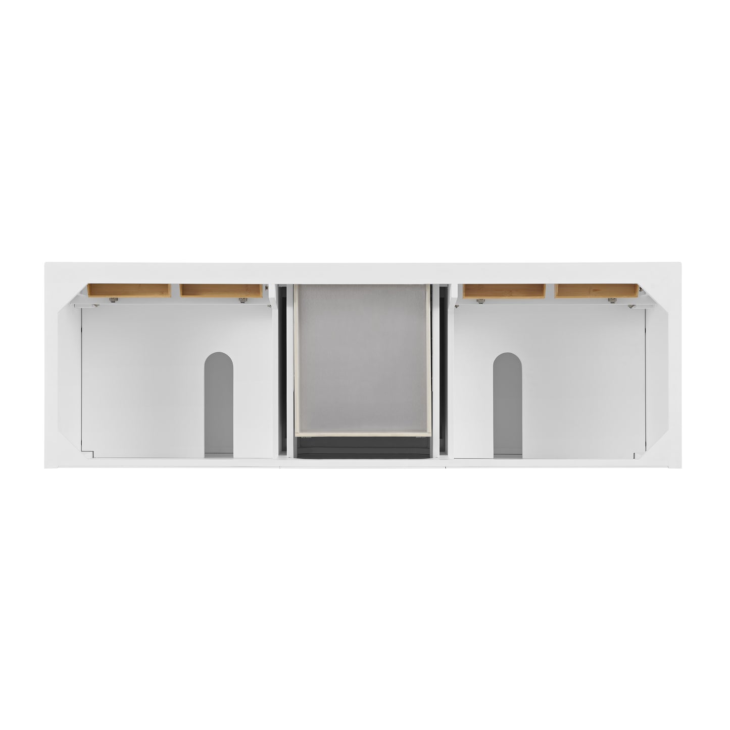 Renovate for Less Atlanta Lorelai 72" Double Vanity, Bright White w/ 3 CM Victorian Silver Silestone Top w/FreePower Wireless Charger