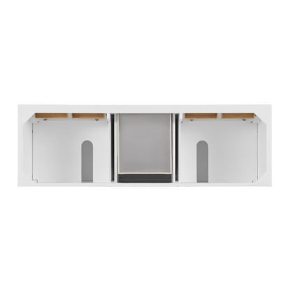 Renovate for Less Atlanta Lorelai 72" Double Vanity, Bright White w/ 3 CM Victorian Silver Silestone Top w/FreePower Wireless Charger