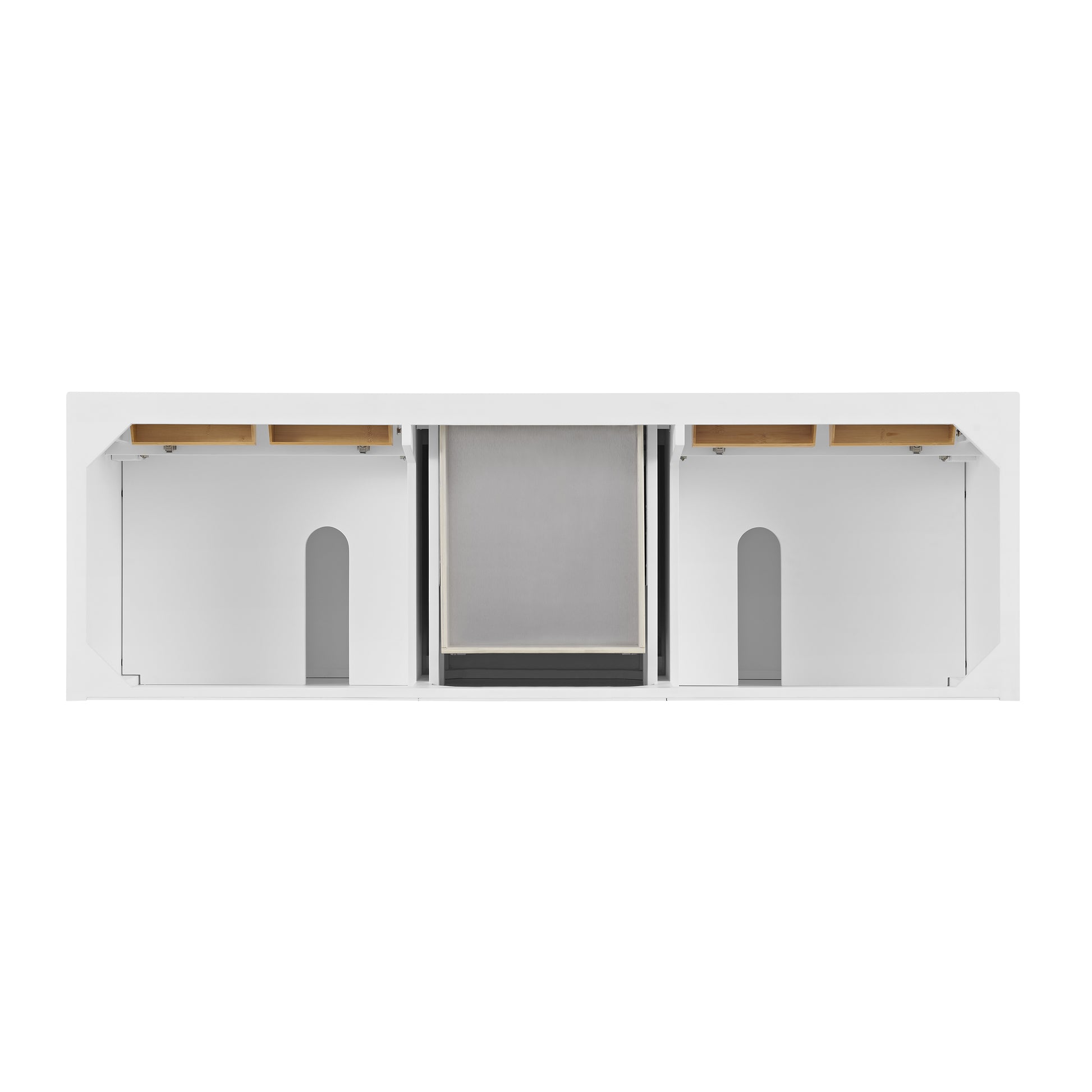Renovate for Less Atlanta Lorelai 72" Double Vanity, Bright White w/ 3 CM Eternal Jasmine Pearl Silestone Top w/FreePower Wireless Charger