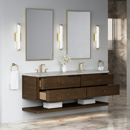 Renovate for Less Atlanta Allamari 72" Double Vanity, Sable w/ 3 CM Victorian Silver Silestone Top
