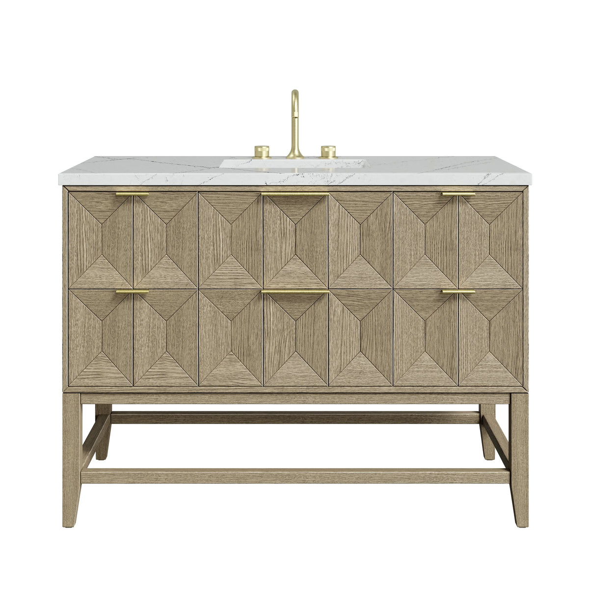 Emmeline 48" Single Vanity, Pebble Oak w/ 3 CM Ethereal Noctis Silestone Top w/ FreePower Wireless Charger