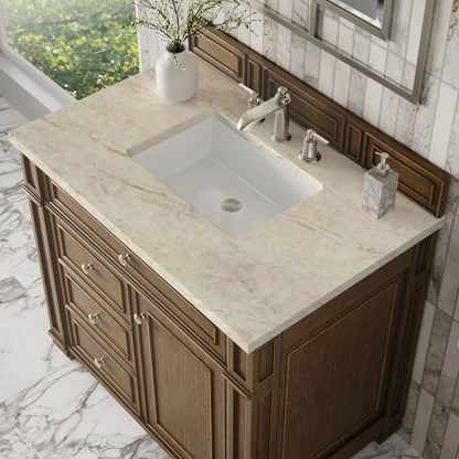 Bristol 36" Single Vanity, Saddle Brown, w/ 3 CM Tajnar Eclos Top