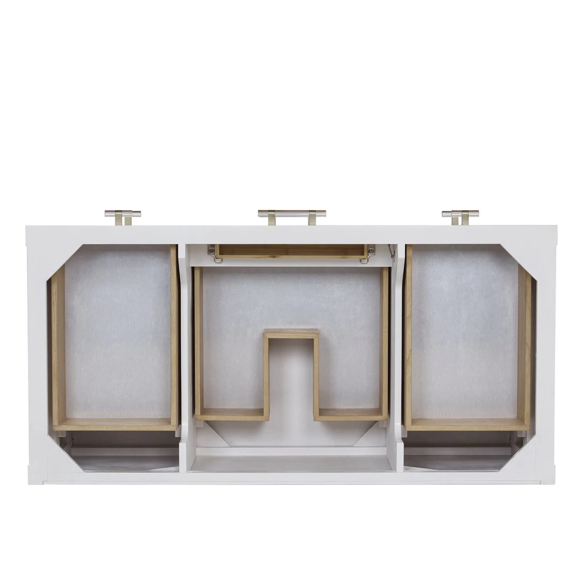 Olena 48" Single Vanity, Light Mappa Burl and Polished White, w/ 3 CM Siberian Silestone Top