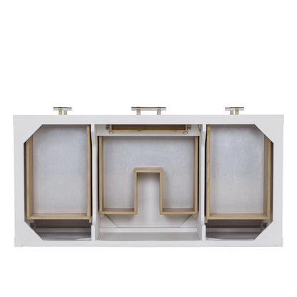 Olena 48" Single Vanity, Light Mappa Burl and Polished White, w/ 3 CM Siberian Silestone Top