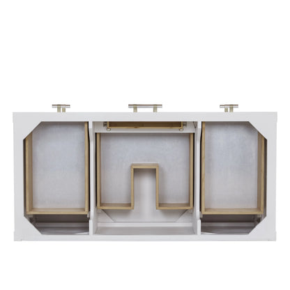 Olena 48" Single Vanity, Light Mappa Burl and Polished White, w/ 3 CM Tajnar Eclos Top w/FreePower Wireless Charger