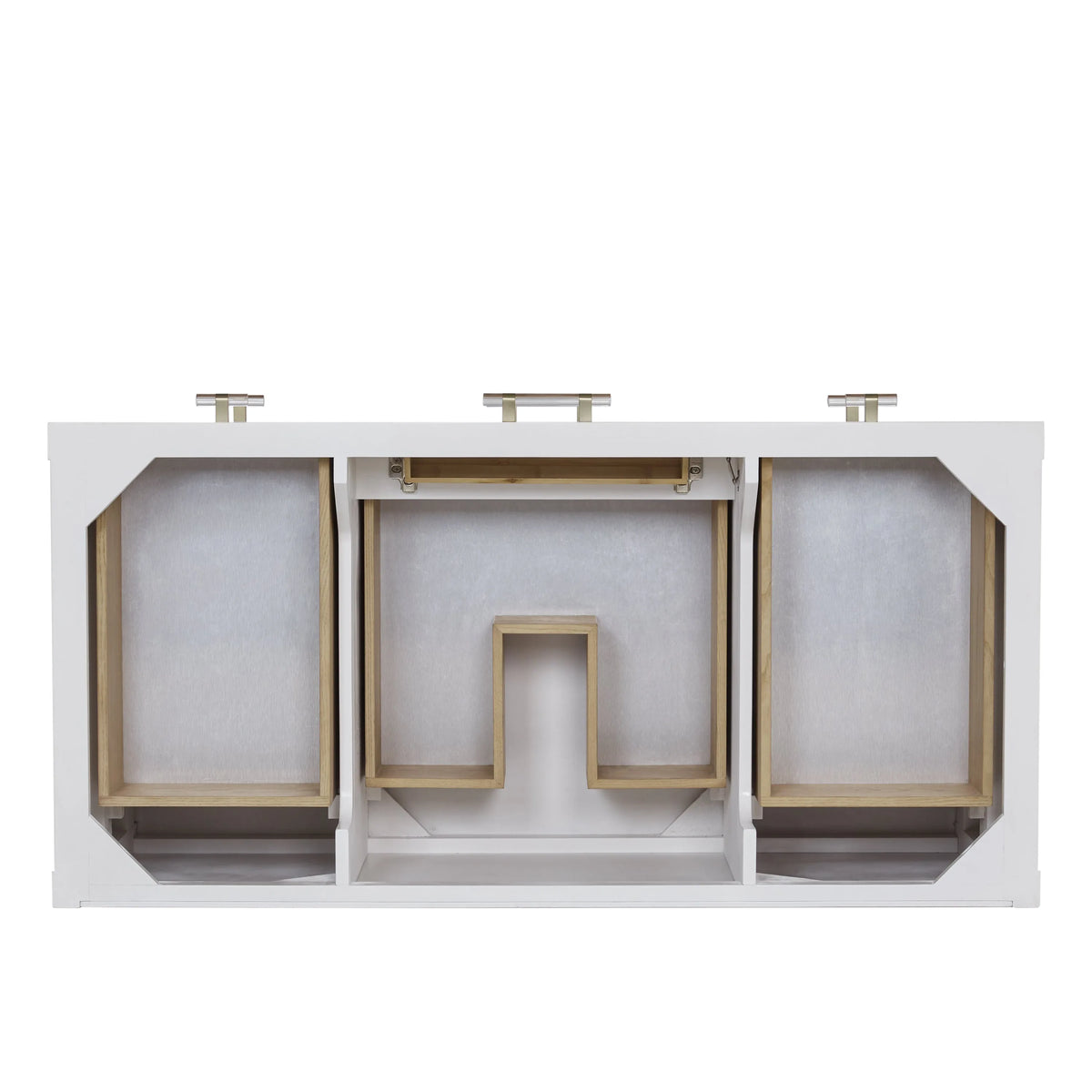 Olena 48" Single Vanity, Light Mappa Burl and Polished White w/ 3 CM White Zeus Silestone Top