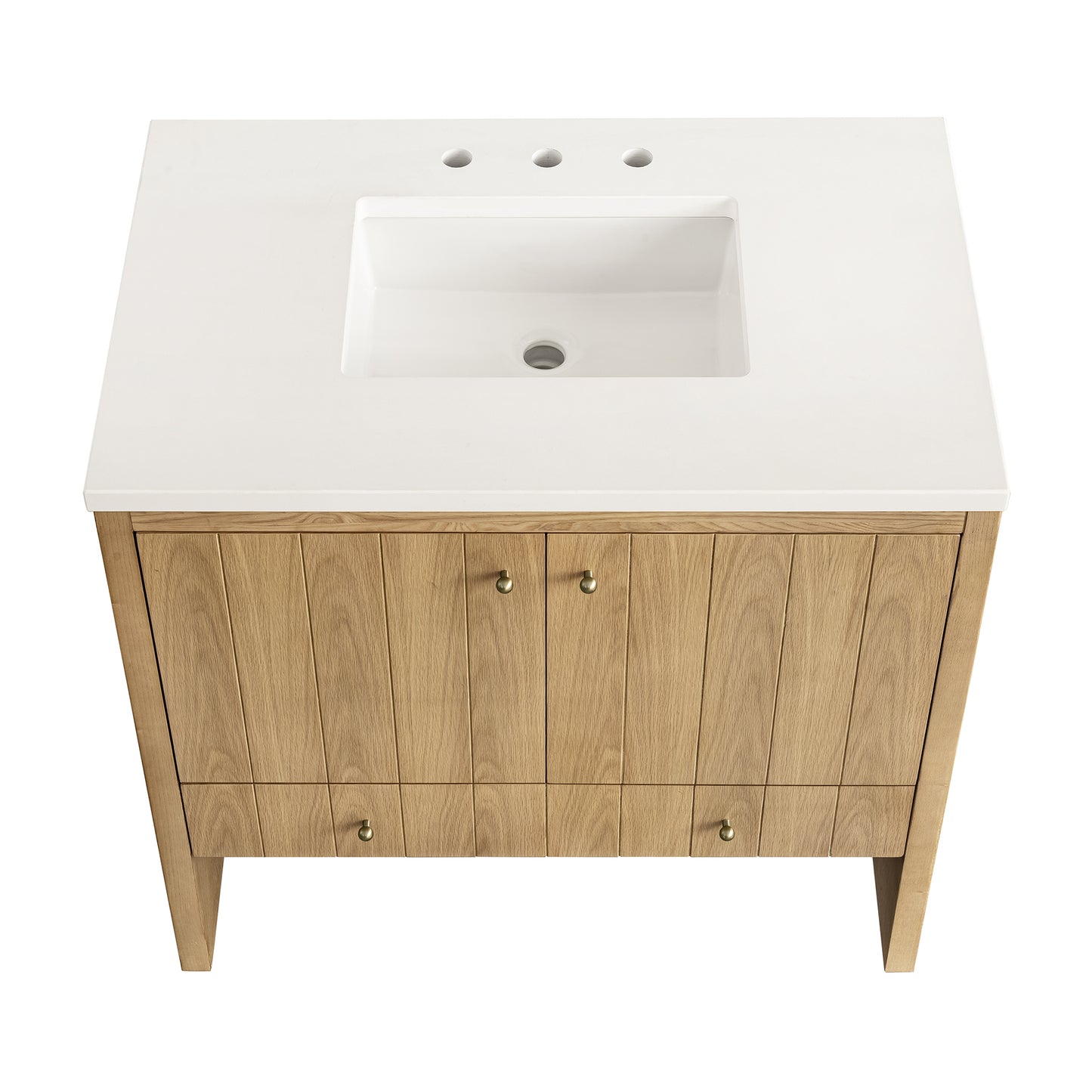 Renovate for Less Atlanta Hudson 36" Single Vanity, Light Natural Oak w/ 3 CM White Zeus Top