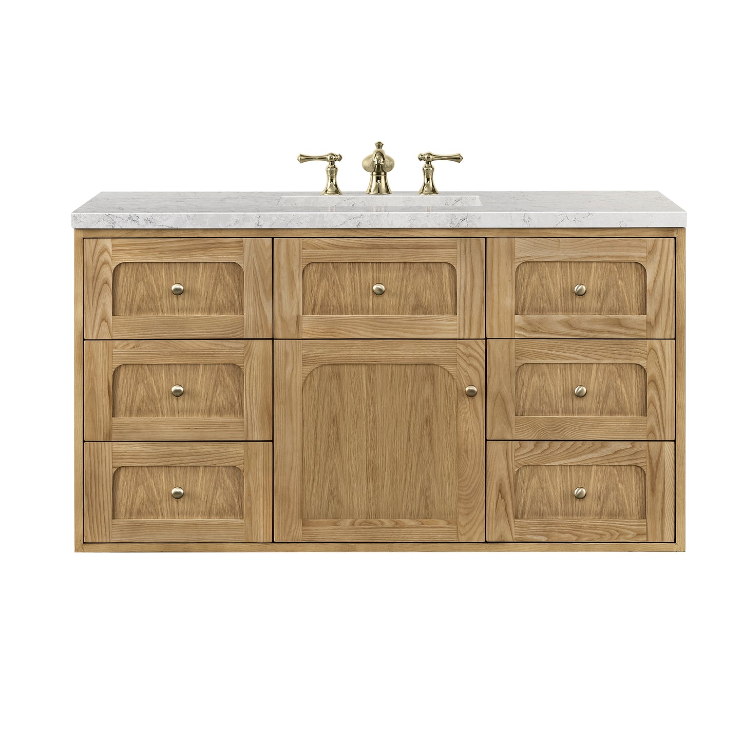 Renovate for Less Atlanta Laurent 48" Single Vanity, Light Natural Oak w/ 3 CM Eternal Jasmine Pearl Top