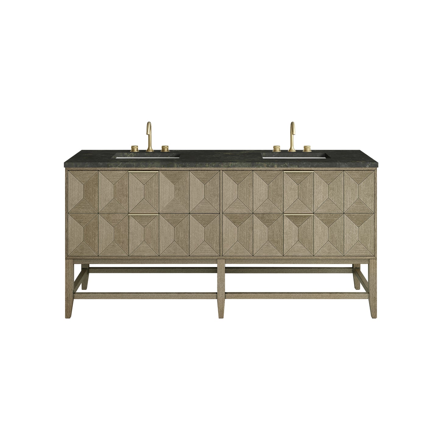 Renovate for Less Atlanta Emmeline 72" Double Vanity, Pebble Oak, w/ 3 CM Phantome Eclos Top