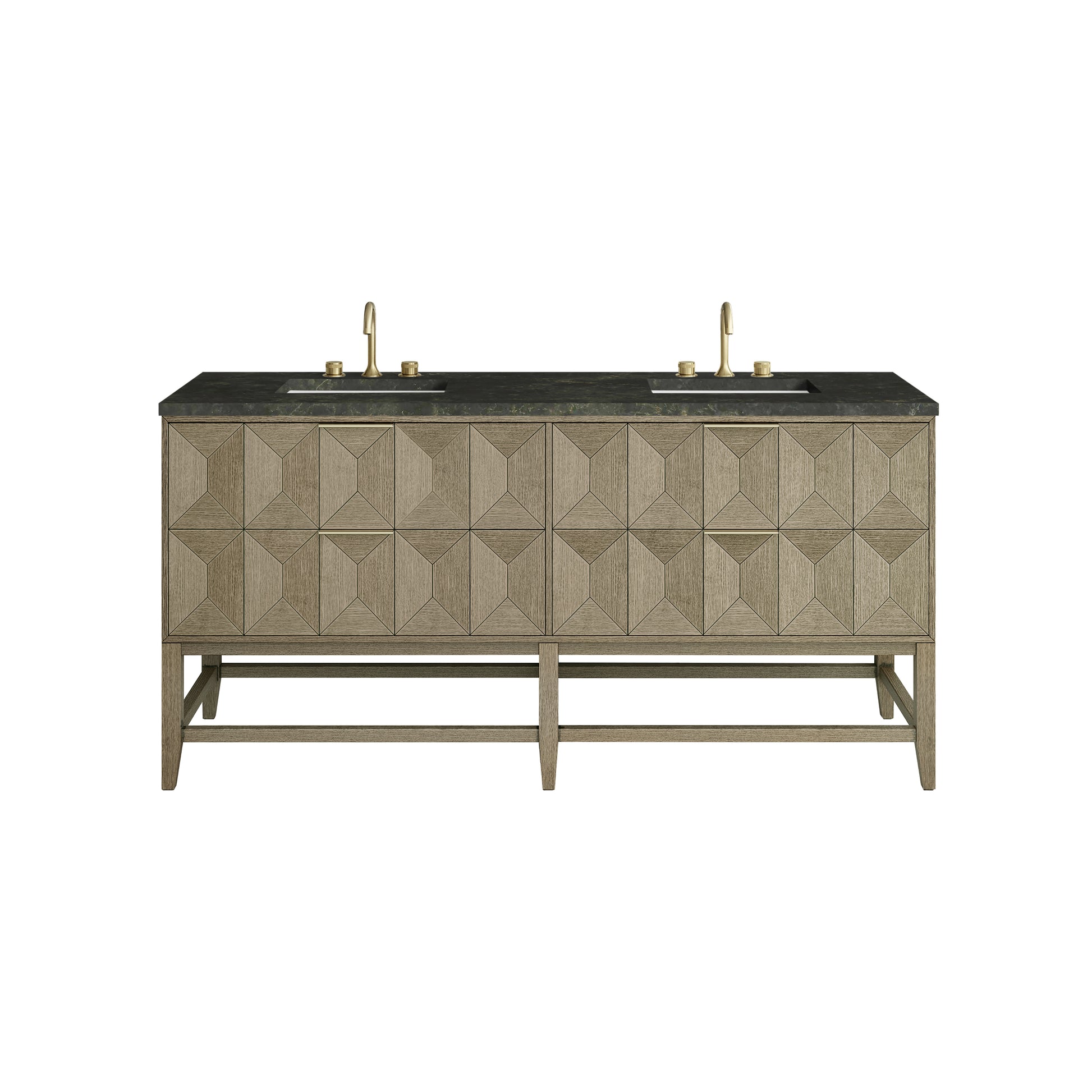Renovate for Less Atlanta Emmeline 72" Double Vanity, Pebble Oak, w/ 3 CM Phantome Eclos Top