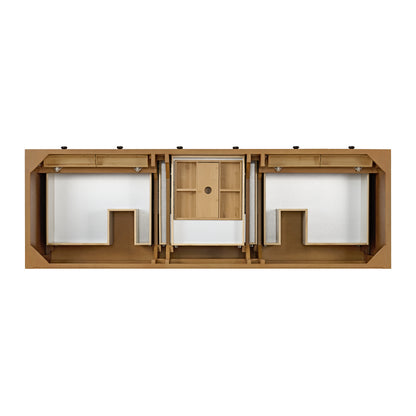 Renovate for Less Atlanta Malibu 72" Double Vanity, Amber Birch, w/ 3 CM Tajnar Eclos Top