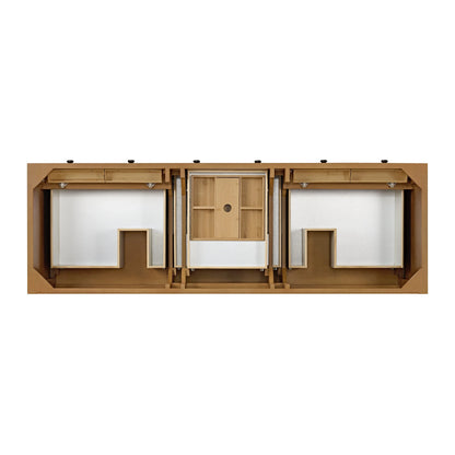 Malibu 72" Double Vanity, Amber Birch, w/ 3 CM Tajnar Eclos Top