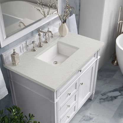 Brittany 36" Single Vanity, Bright White w/ 3 CM Lime Delight Silestone Top