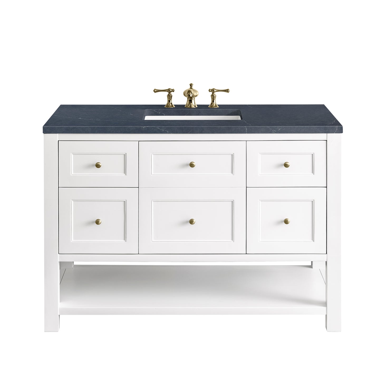 Renovate for Less Atlanta Breckenridge 48" Single Vanity, Bright White w/ 3 CM Charcoal Soapstone Top