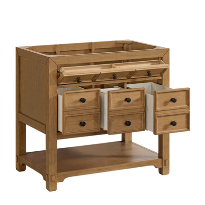 Renovate for Less Atlanta Malibu 36" Single Vanity, Amber Birch w/ 3 CM Victorian Silver Top