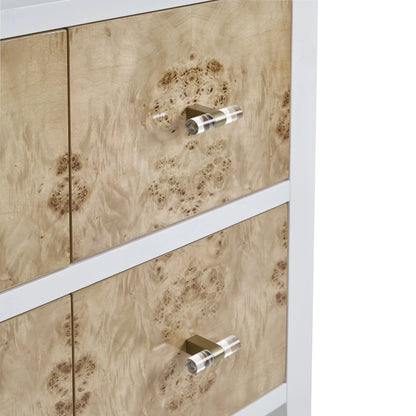 Olena 48" Single Vanity, Light Mappa Burl and Polished White, w/ 3 CM Siberian Silestone Top