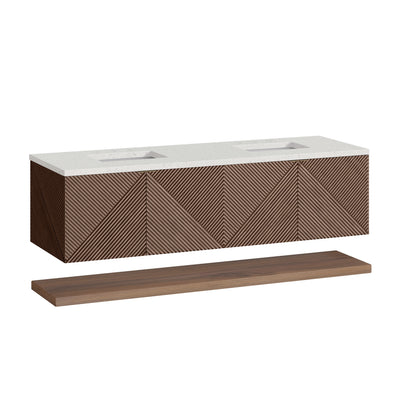 Renovate for Less Atlanta Marcello 72" Double Vanity, Chestnut w/ 3 CM Lime Delight Top