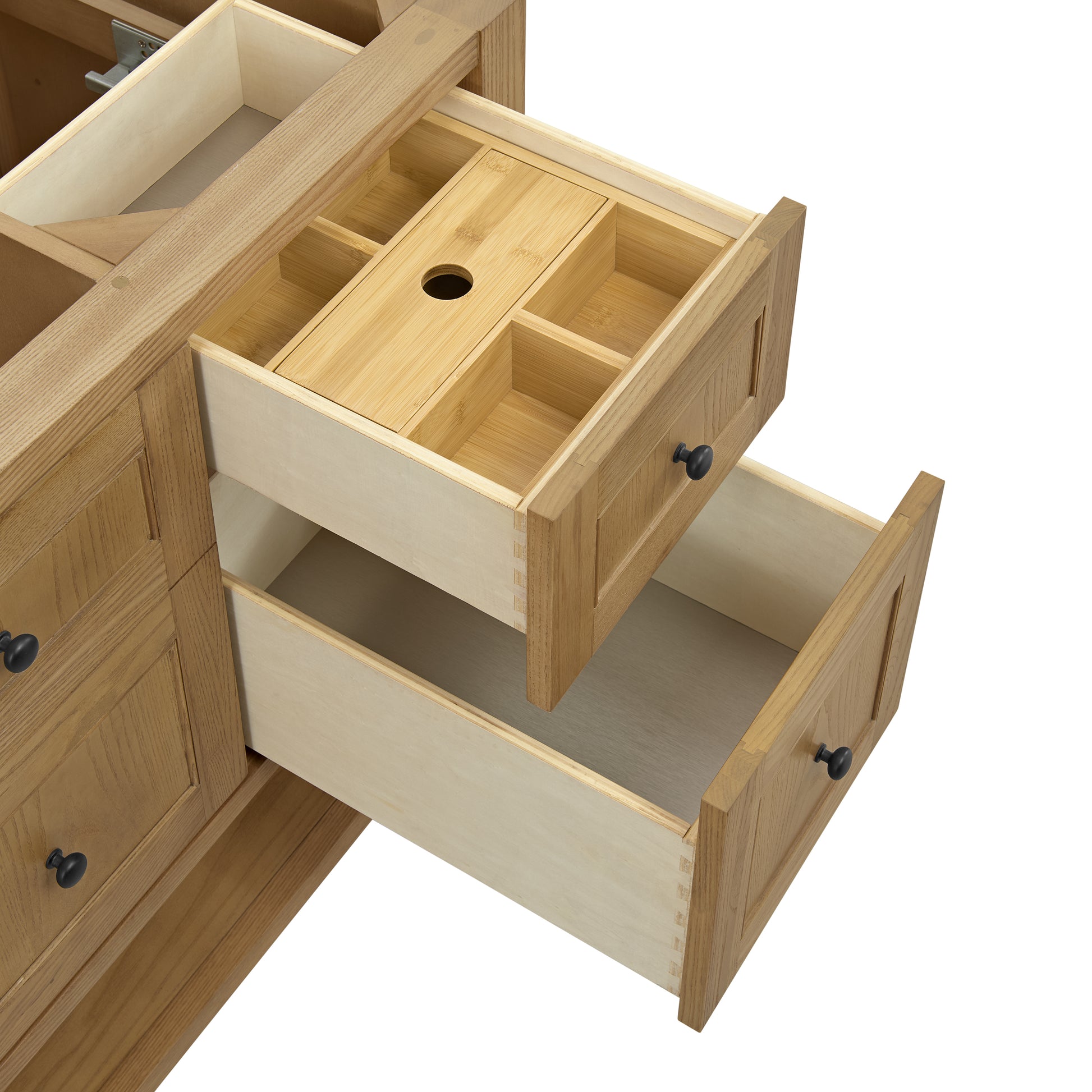 Renovate for Less Atlanta Breckenridge 60" Single Vanity, Light Natural Oak, w/ 3 CM Ethereal Noctis Quartz Top