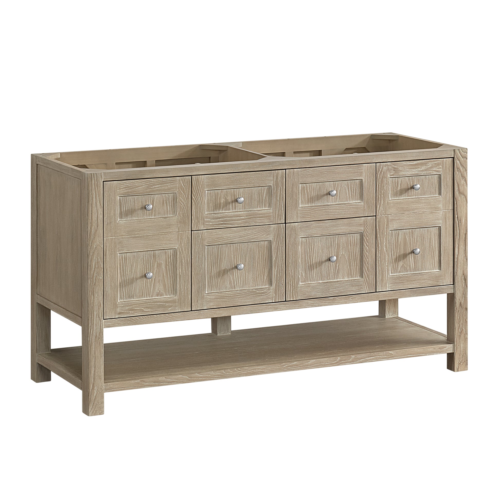 Renovate for Less Atlanta Breckenridge 60" Double Vanity, Whitewashed Oak, w/ 3 CM Lime Delight Quartz Top