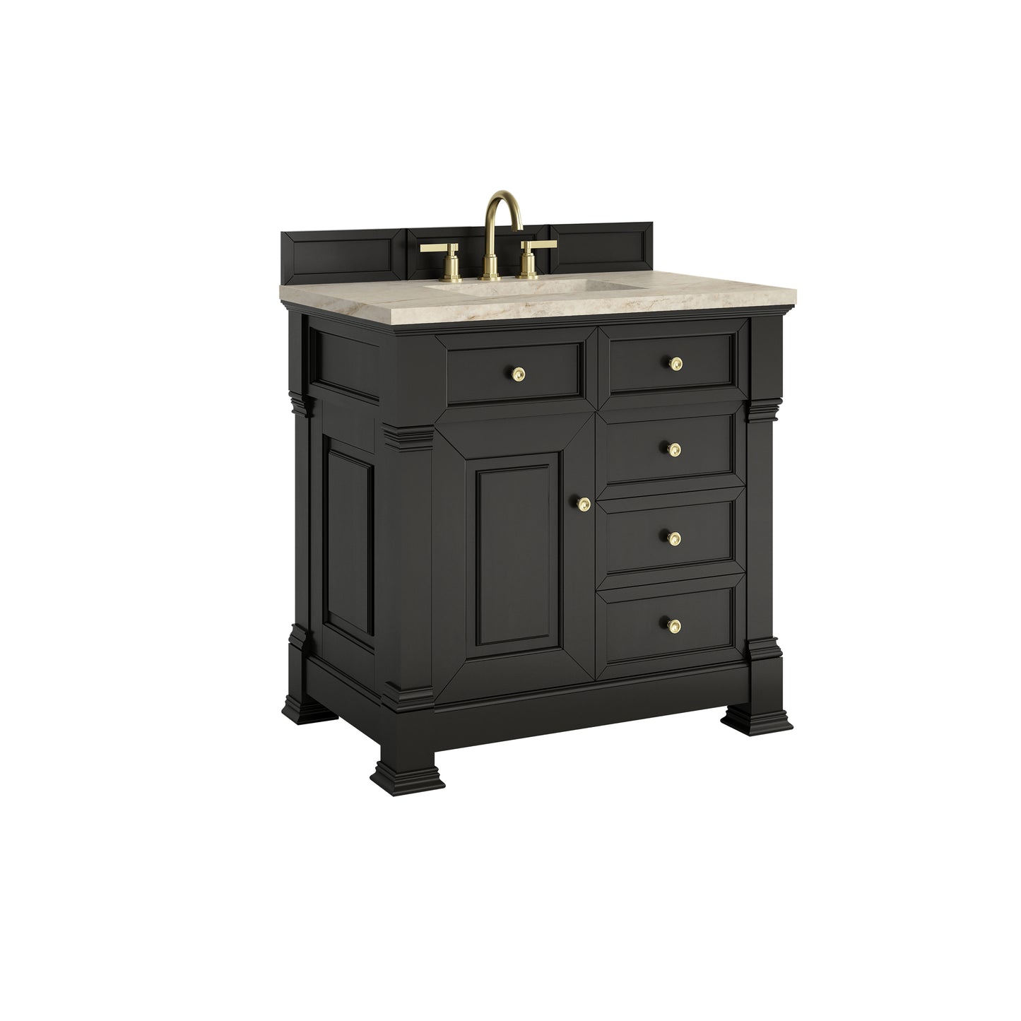 Renovate for Less Atlanta Brookfield 36" Single Vanity, Black Onyx, w/ 3 CM Tajnar Eclos Top