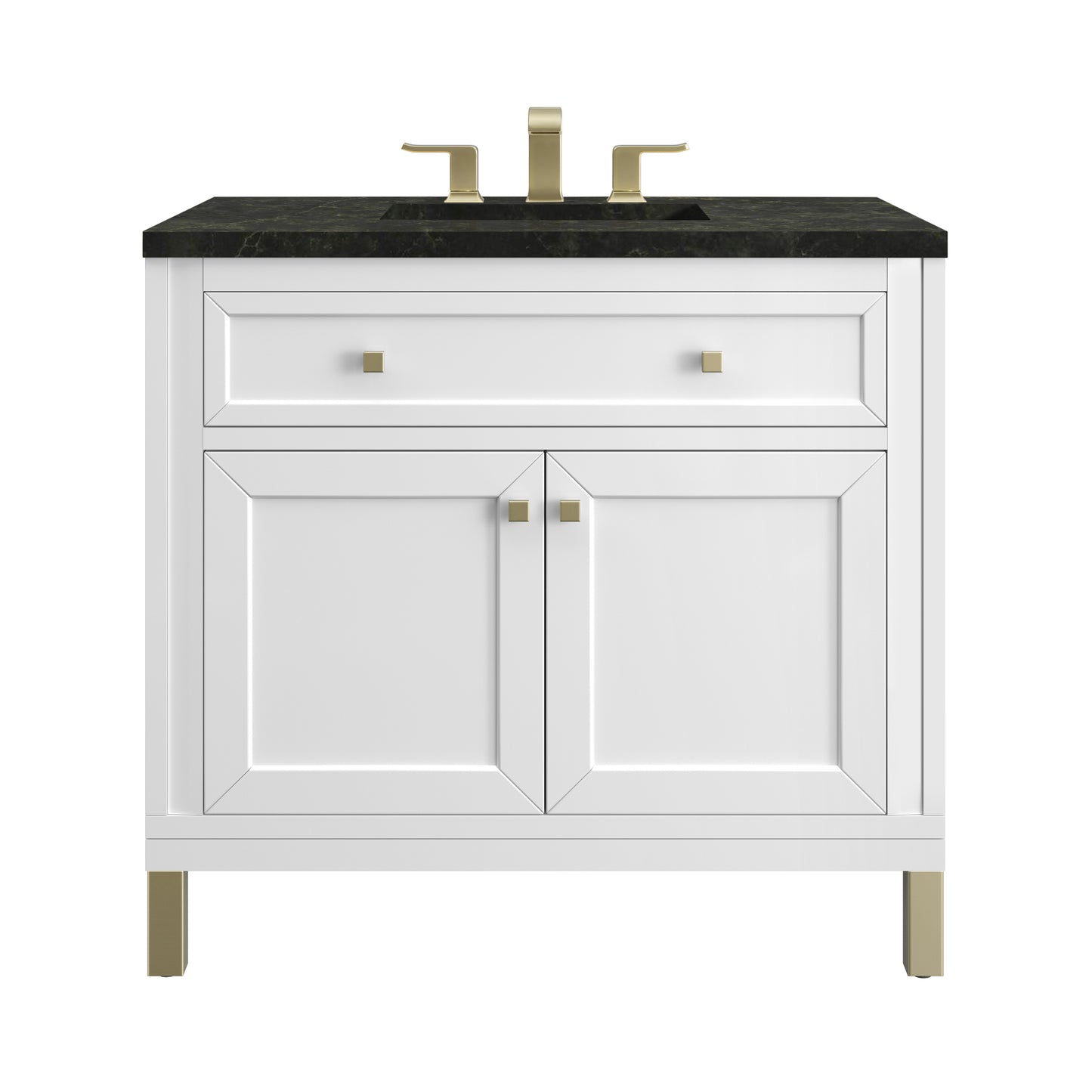 Renovate for Less Atlanta Chicago 36" Single Vanity, Glossy White, w/ 3 CM Phantome Eclos Top