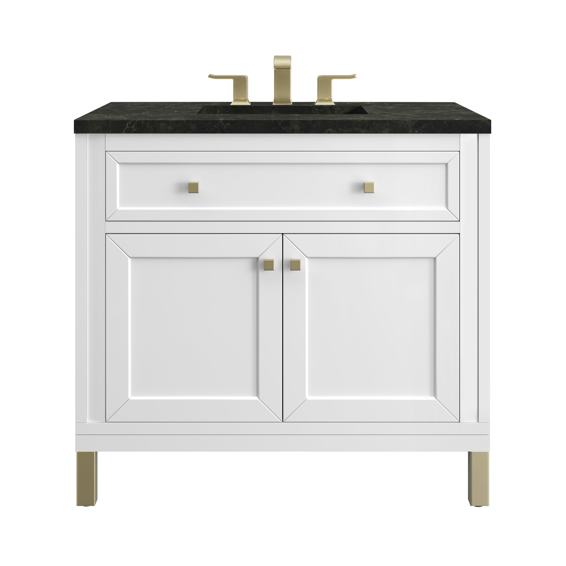 Renovate for Less Atlanta Chicago 36" Single Vanity, Glossy White, w/ 3 CM Phantome Eclos Top