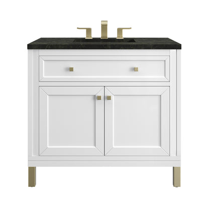 Renovate for Less Atlanta Chicago 36" Single Vanity, Glossy White, w/ 3 CM Phantome Eclos Top