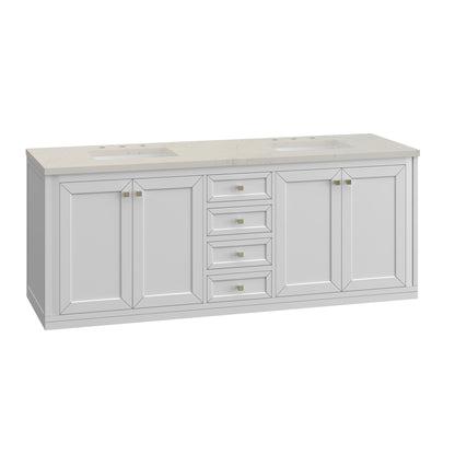 Renovate for Less Atlanta Chicago 72" Double Vanity, Glossy White, w/ 3 CM Siberian Silestone Top