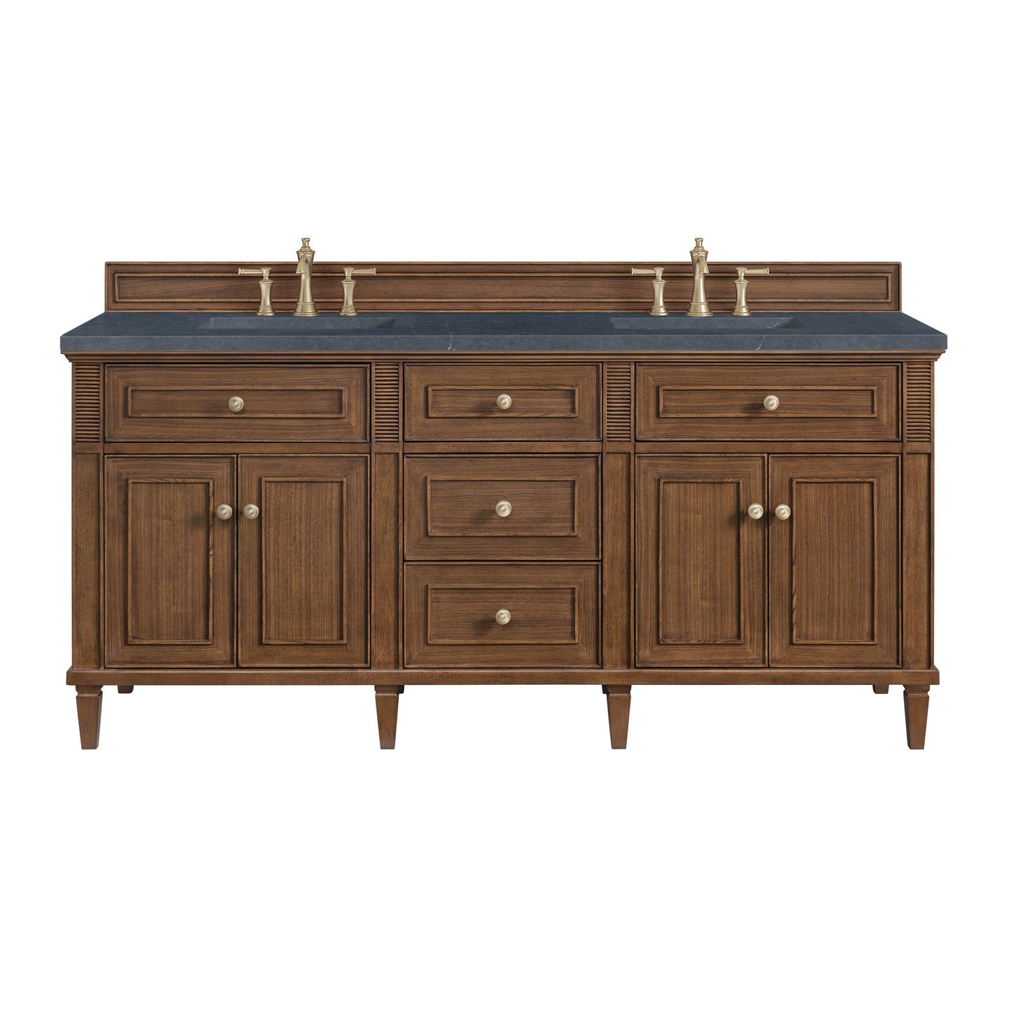 Renovate for Less Atlanta Lorelai 72"Double Vanity, Mid-Century Walnut w/ 3 CM Charcoal Soapstone Silestone Top