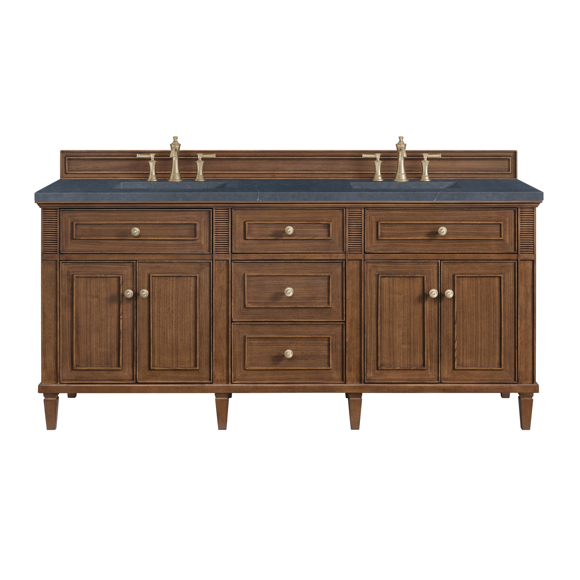 Renovate for Less Atlanta Lorelai 72"Double Vanity, Mid-Century Walnut w/ 3 CM Charcoal Soapstone Silestone Top