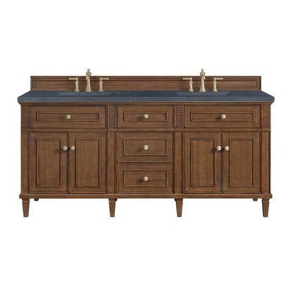 Renovate for Less Atlanta Lorelai 72"Double Vanity, Mid-Century Walnut w/ 3 CM Charcoal Soapstone Silestone Top