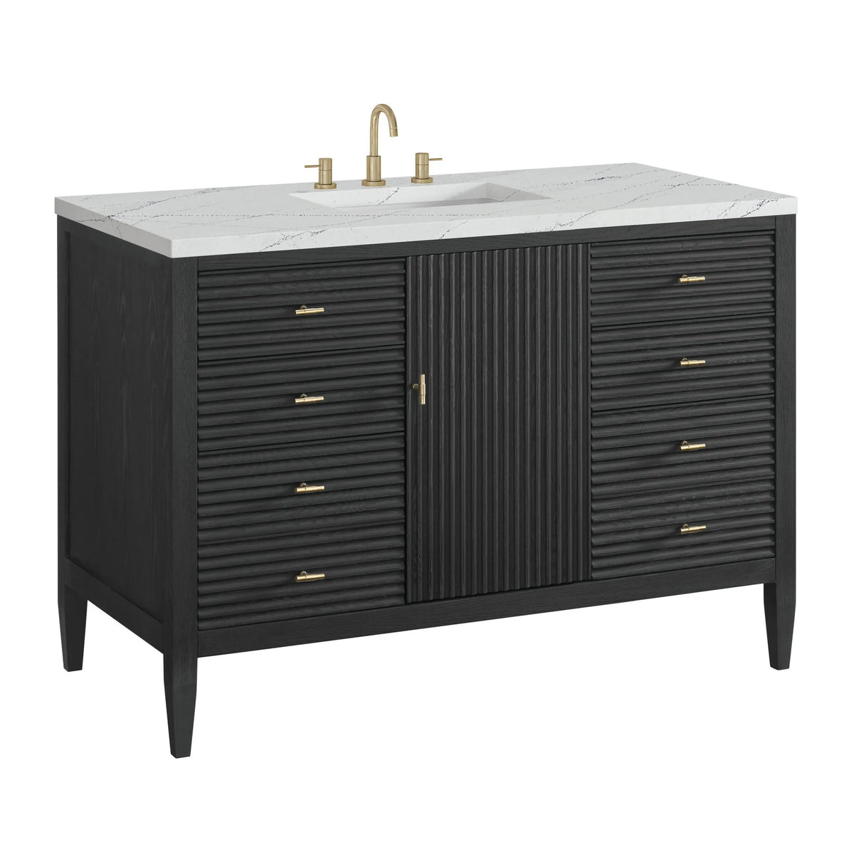 Myrrin 48" Single Vanity, Carbon Oak w/ 3 CM Ethereal Noctis Silestone Top