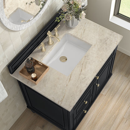 Renovate for Less Atlanta Lorelai 36" Single Vanity, Black Onyx, w/ 3 CM Tajnar Eclos Top